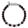 925 Sterling Silver and 6mm Tiger Eye Beaded Bracelet