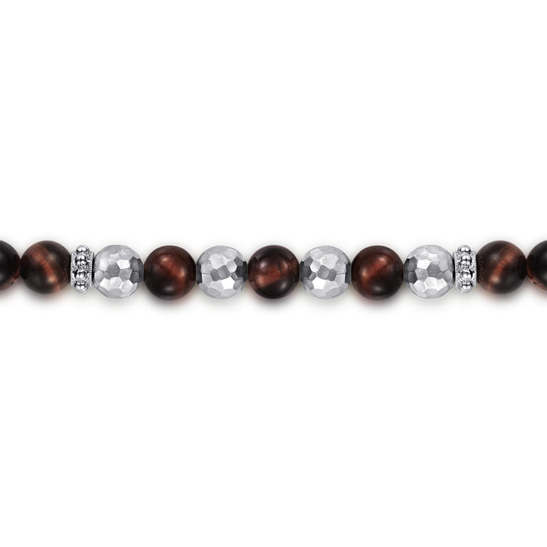 925 Sterling Silver and 6mm Tiger Eye Beaded Bracelet - Shot 2