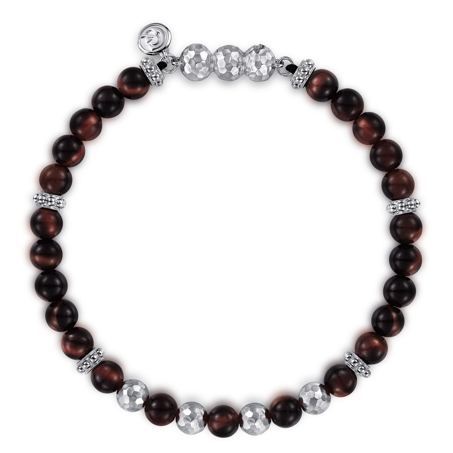 925 Sterling Silver and 6mm Tiger Eye Beaded Bracelet - Shot 1