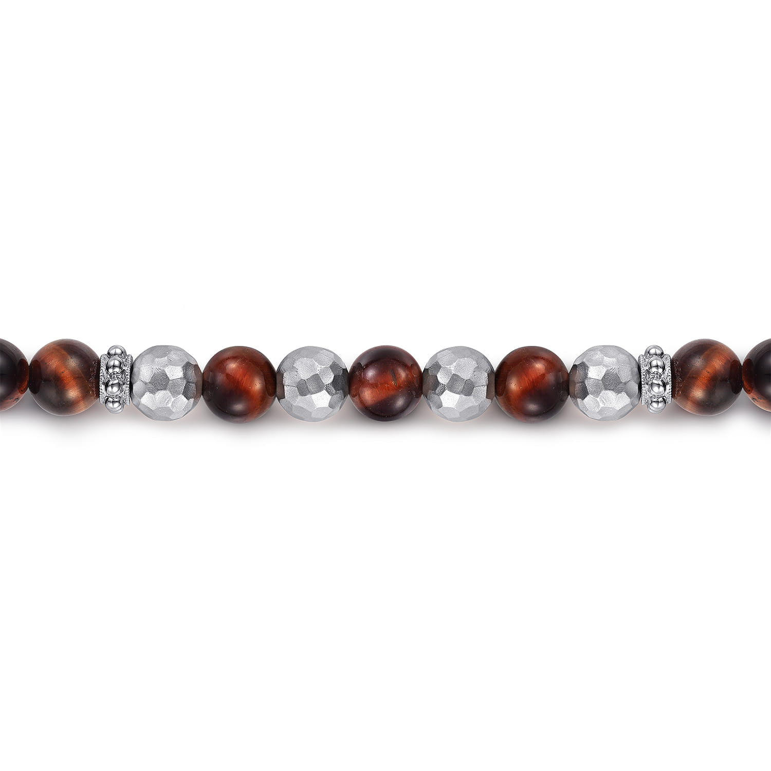 925 Sterling Silver and 6mm Tiger Eye Beaded Bracelet - Shot 2