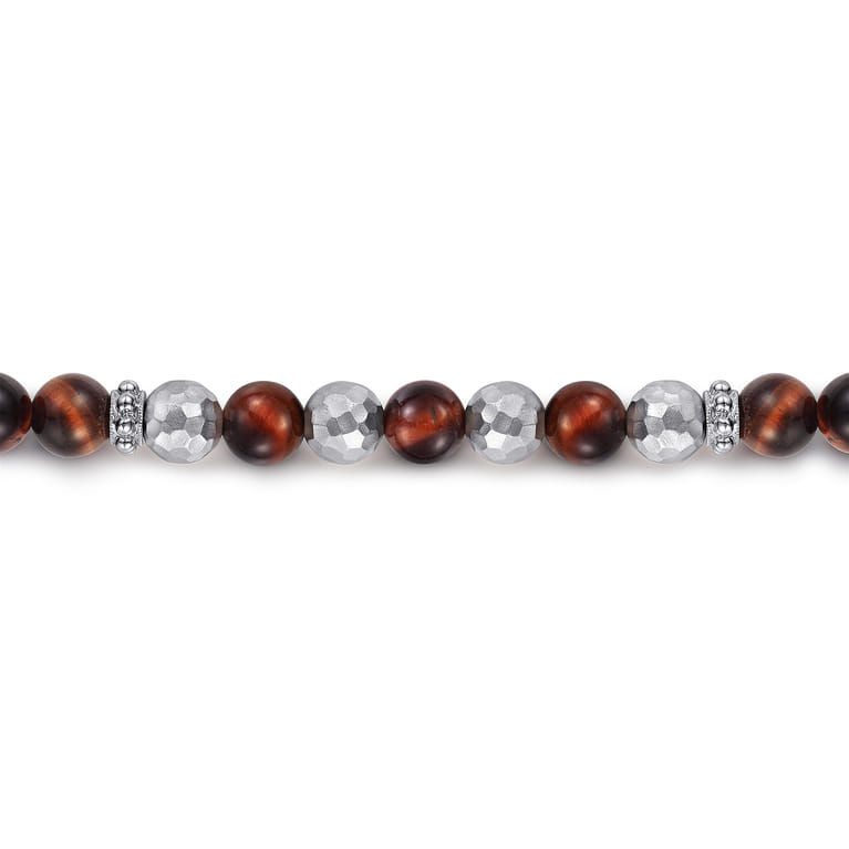 925 Sterling Silver and 6mm Tiger Eye Beaded Bracelet - Shot 2