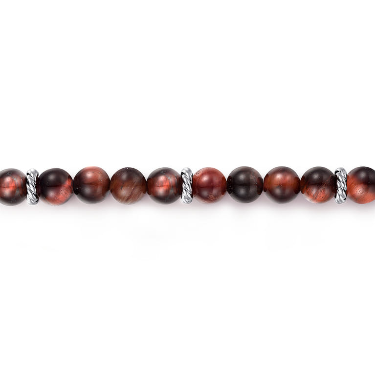 925 Sterling Silver and 6mm Tiger Eye Beaded Bracelet - Shot 2