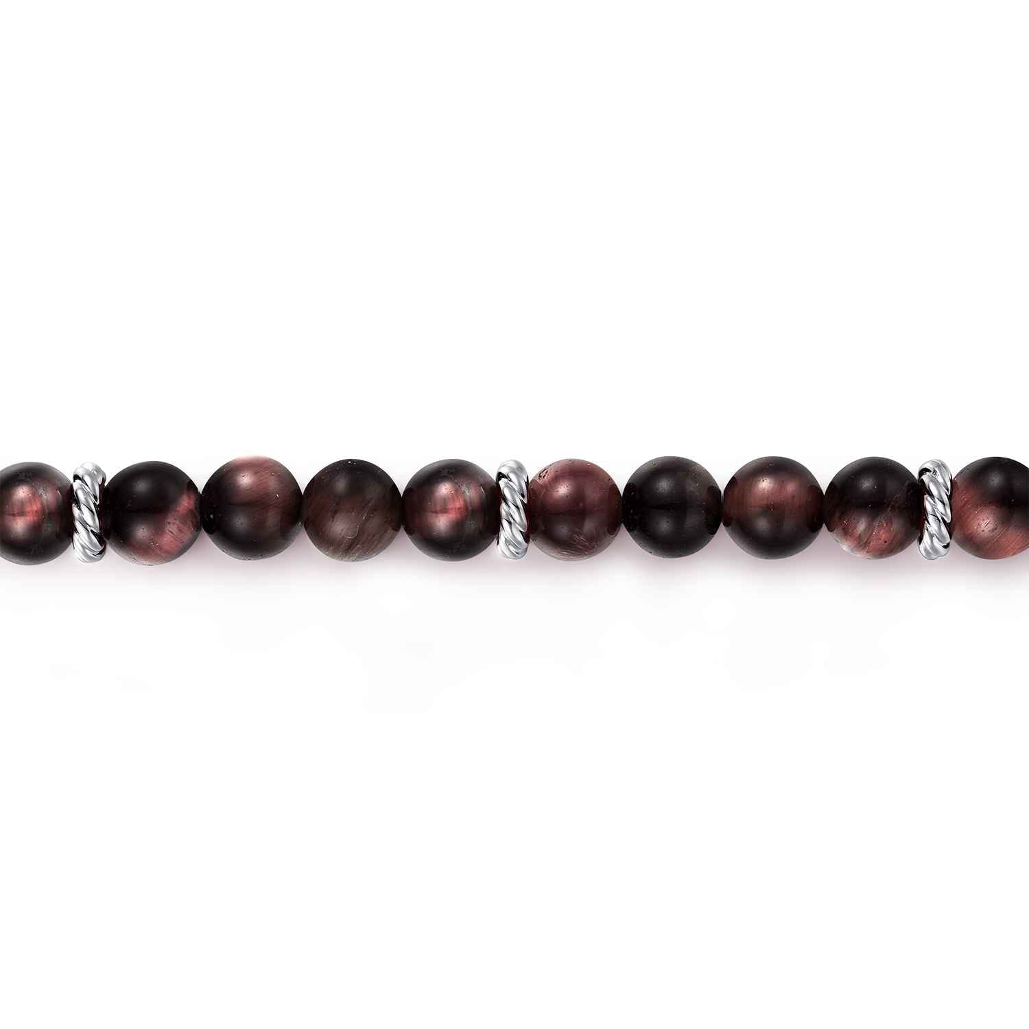 925 Sterling Silver and 6mm Tiger Eye Beads Bracelet - Shot 2