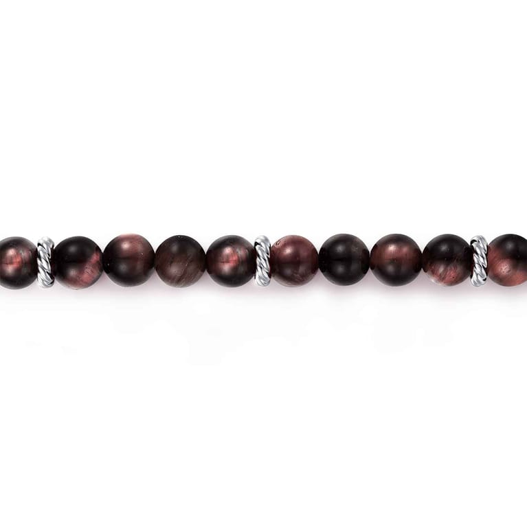 925 Sterling Silver and 6mm Tiger Eye Beads Bracelet - Shot 2