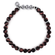 925 Sterling Silver and 6mm Tiger Eye Beads Bracelet