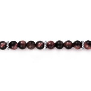 925 Sterling Silver and 6mm Tiger Eye Beads Bracelet