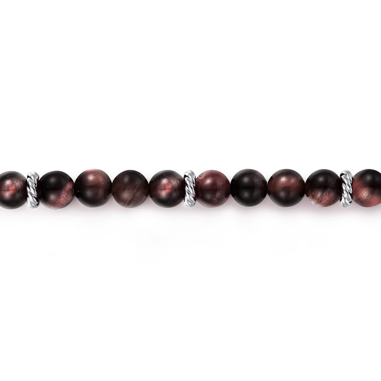 925 Sterling Silver and 6mm Tiger Eye Beads Bracelet - Shot 2