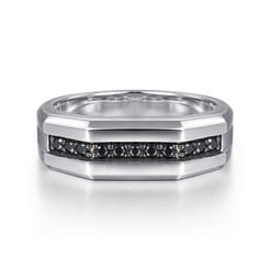 925 Sterling Silver and Black Spinel Band