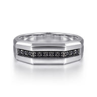 925 Sterling Silver and Black Spinel Band