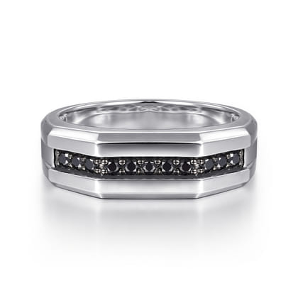 925 Sterling Silver and Black Spinel Band