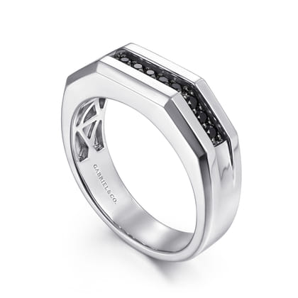 925 Sterling Silver and Black Spinel Band