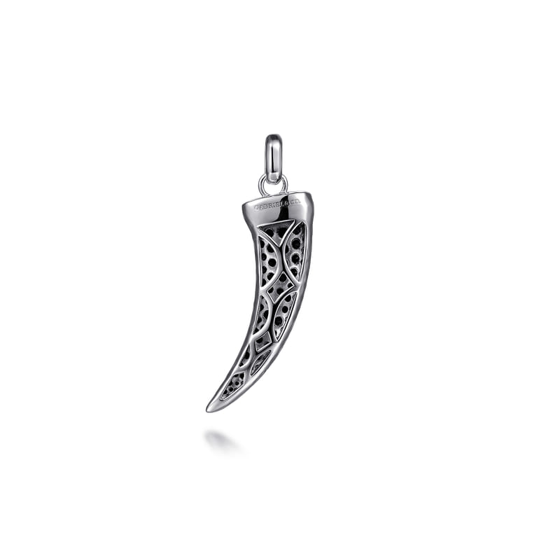 925 Sterling Silver and Black Spinel Horn Pendant - Shot 2