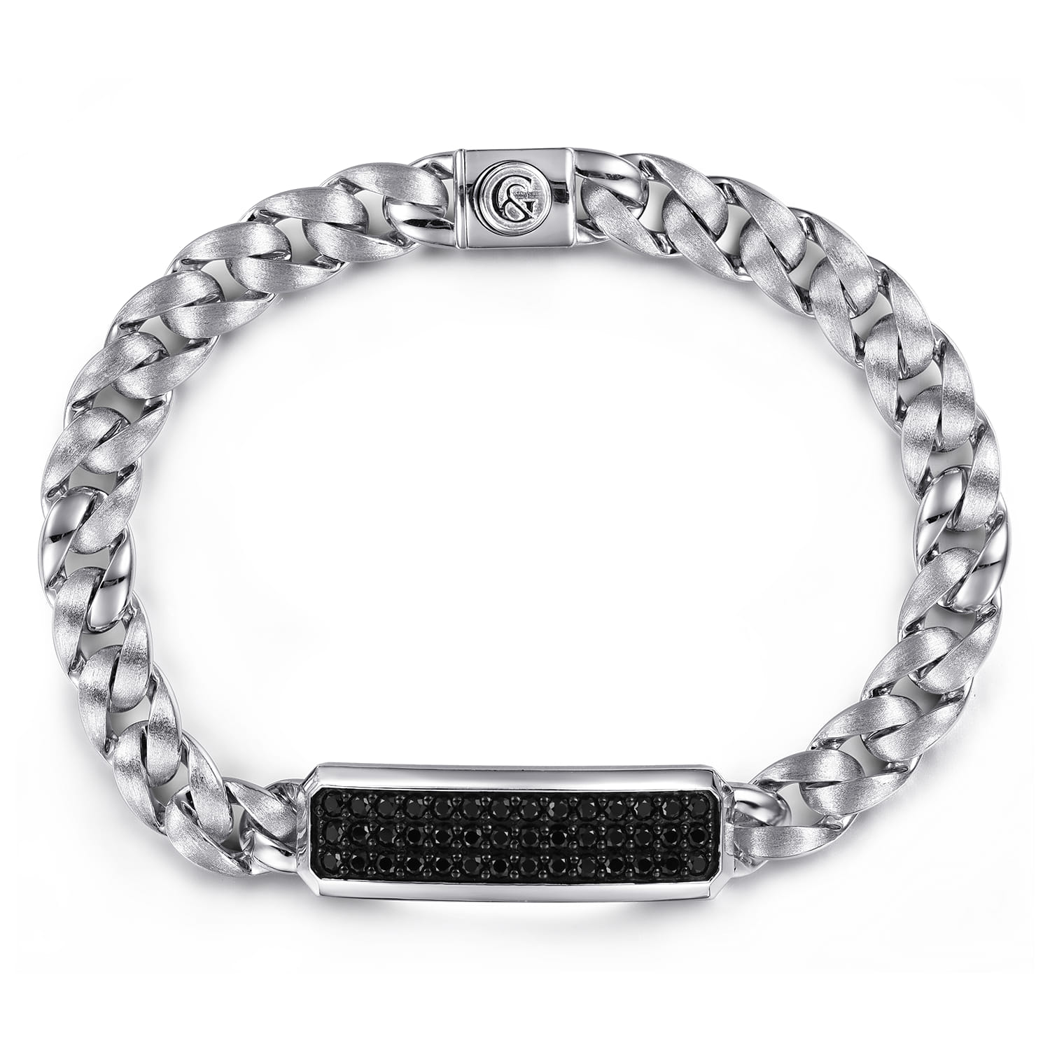 925 Sterling Silver and Black Spinel ID Bracelet - Shot 1