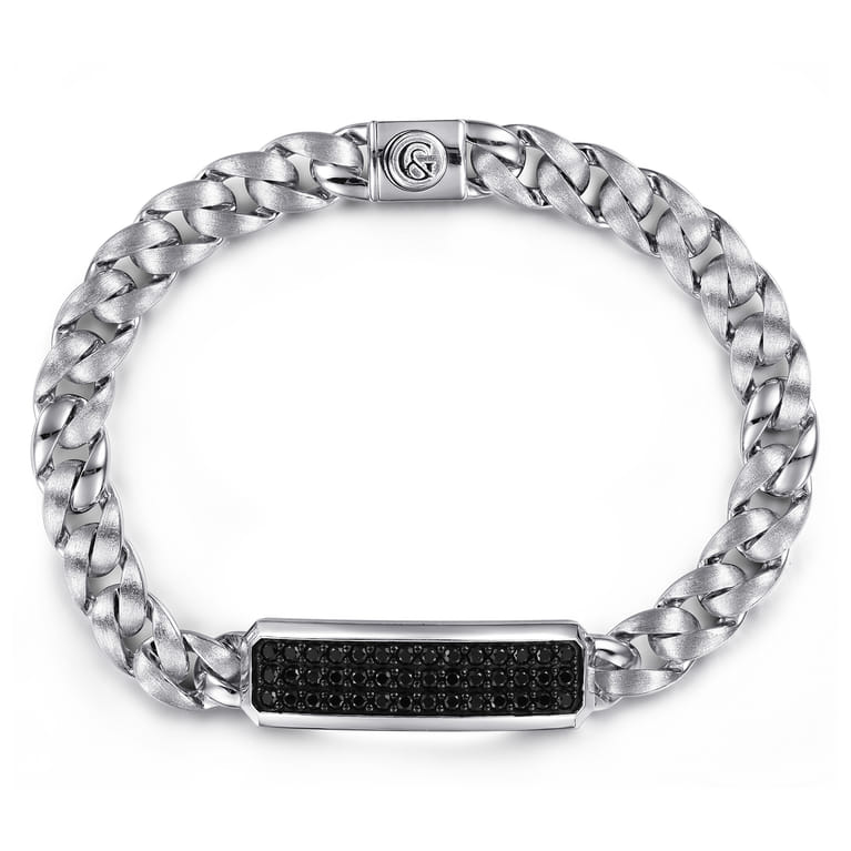925 Sterling Silver and Black Spinel ID Bracelet - Shot 1