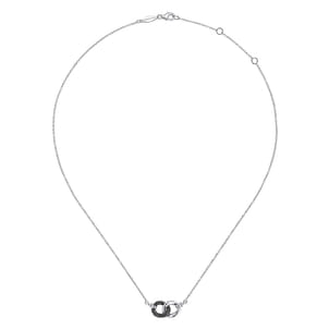 925 Sterling Silver and Black Spinel Interlocking Links Necklace