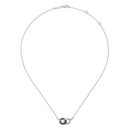 925 Sterling Silver and Black Spinel Interlocking Links Necklace