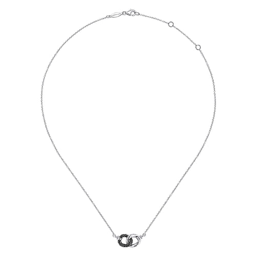 925 Sterling Silver and Black Spinel Interlocking Links Necklace - Shot 2
