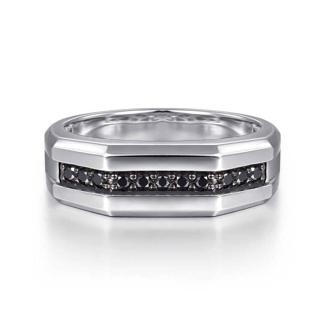 925 Sterling Silver and Black Spinel Men's Band Shop Men