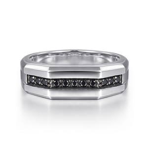 925 Sterling Silver and Black Spinel Men's Band