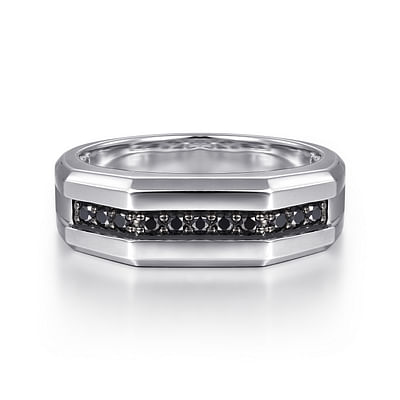 925 Sterling Silver and Black Spinel Men's Band