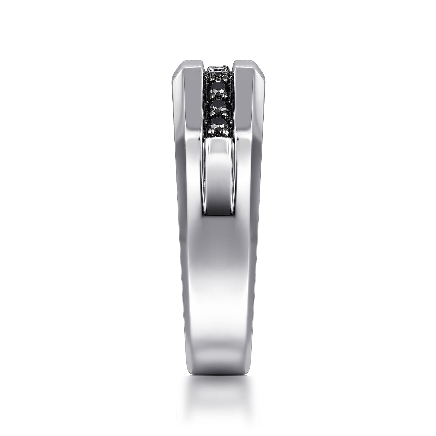925 Sterling Silver and Black Spinel Men's Band - Shot 4
