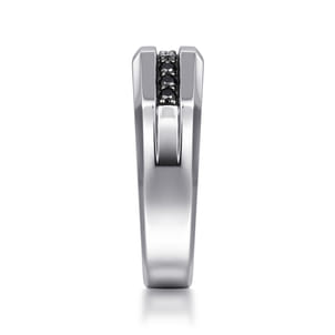 925 Sterling Silver and Black Spinel Men's Band