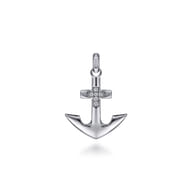 925 Sterling Silver and Diamond Anchor Pendant