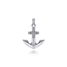 925 Sterling Silver and Diamond Anchor Pendant - 0.1 ct