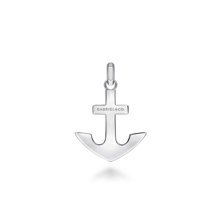 925 Sterling Silver and Diamond Anchor Pendant - 0.1 ct - Shot 2
