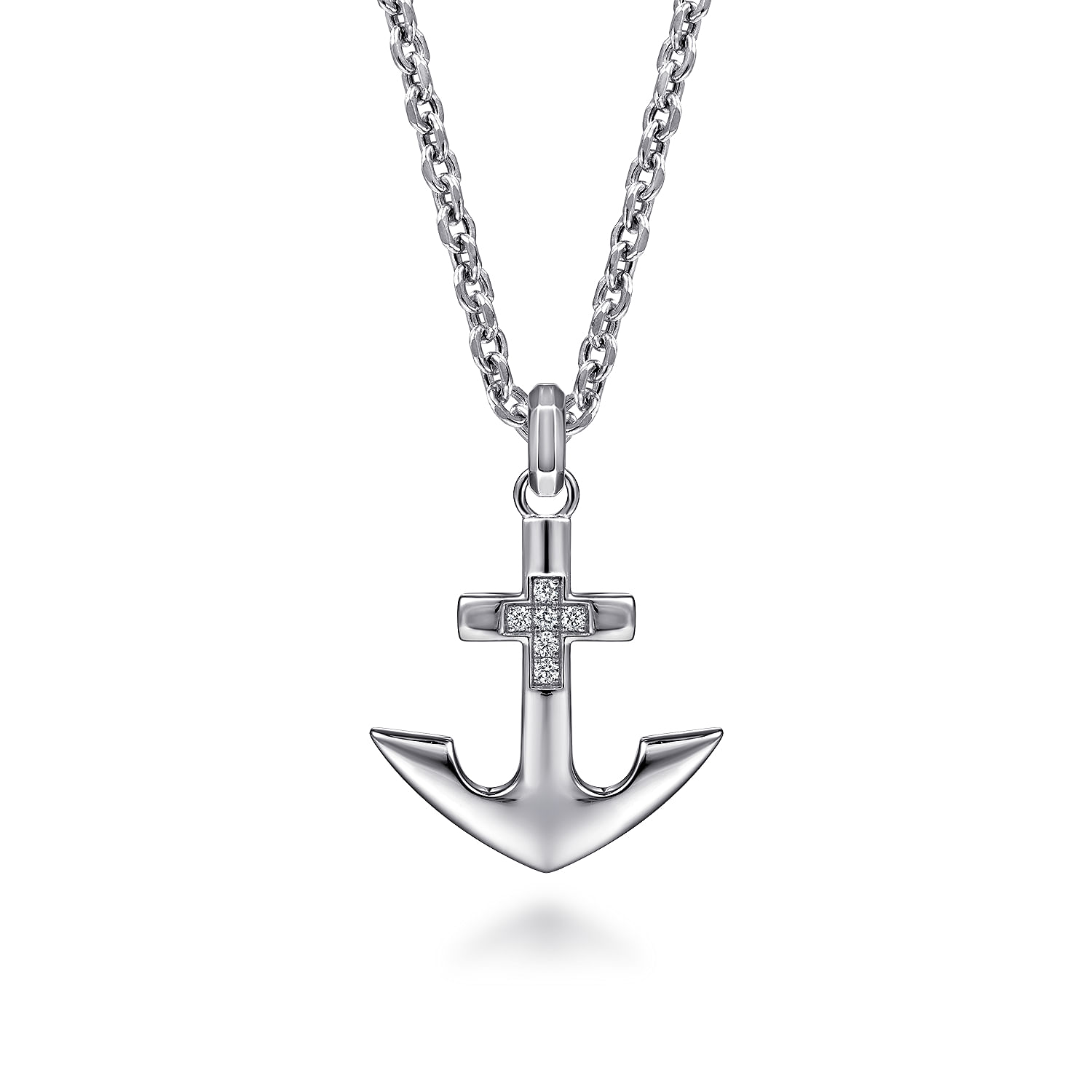 925 Sterling Silver and Diamond Anchor Pendant @ $330. Shop Men