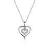 925 Sterling Silver and Diamond Double Heart Pendant Necklace - 0.08 ct