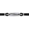 925 Sterling Silver and Leather Bangle with Black Spinel Wave ID Bangle