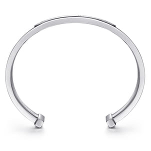 925 Sterling Silver and Leather Cross ID Cuff Bracelet