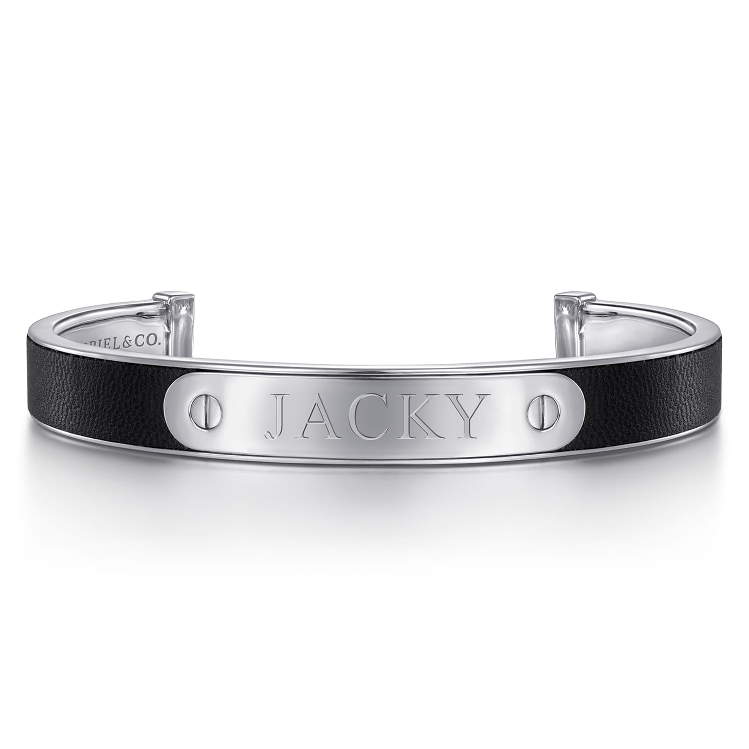 925 Sterling Silver and Leather ID Cuff Bracelet