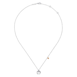 925 Sterling Silver and Rose Sterling Silver Plated Heart Pendant Necklace