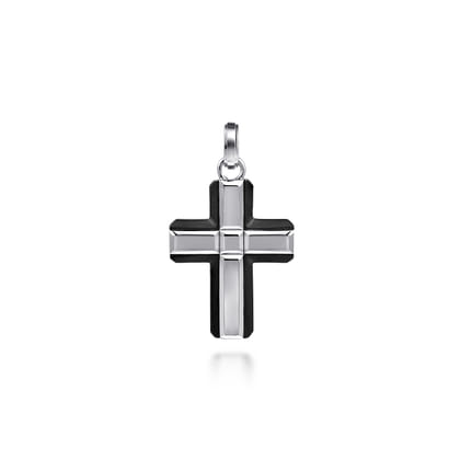 925 Sterling Silver and Titanium Cross Pendant