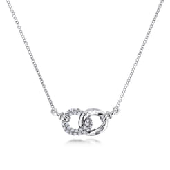 925 Sterling Silver and White Sapphire Interlocking Links Necklace