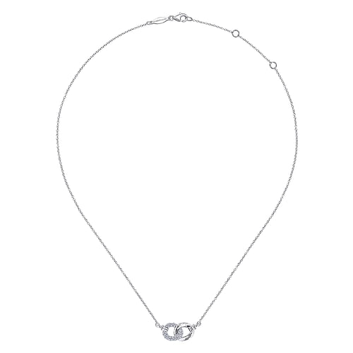 925 Sterling Silver and White Sapphire Interlocking Links Necklace - Shot 2