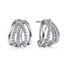 925 Sterling Silver white sapphire Intricate Hoop Earrings