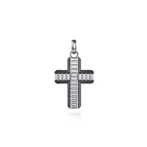 925 Sterling and Titanium Cross Mens Pendant