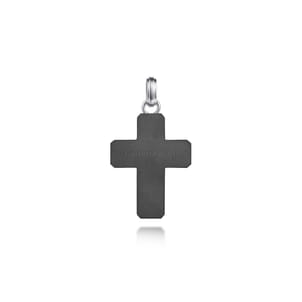 925 Sterling and Titanium Cross Mens Pendant