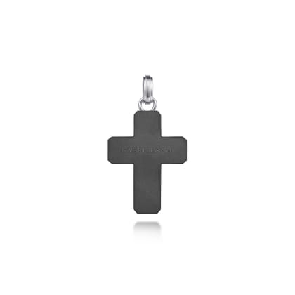 925 Sterling and Titanium Cross Mens Pendant