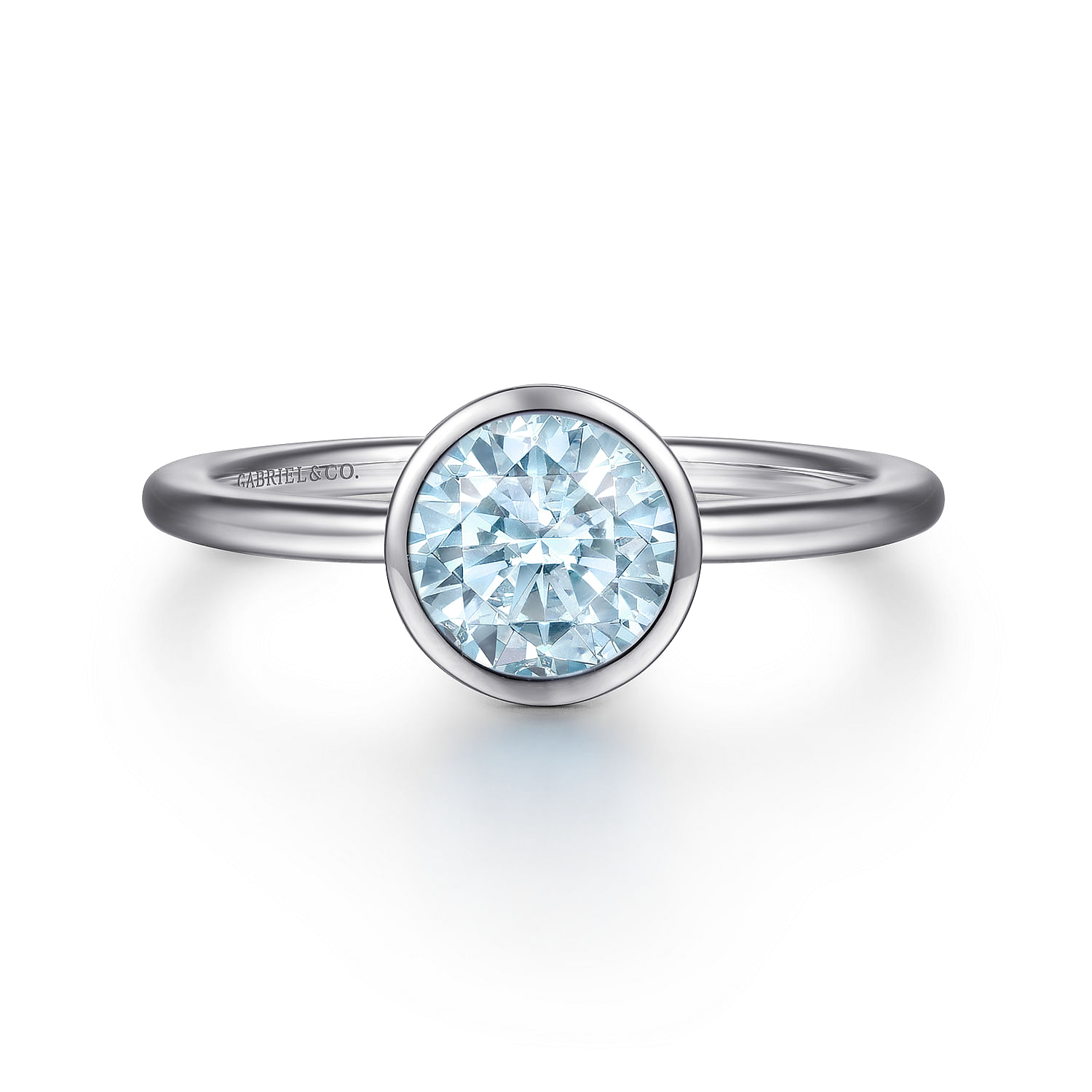 926 Sterling Silver Bezel Set Aquamarine Solitaire Ring