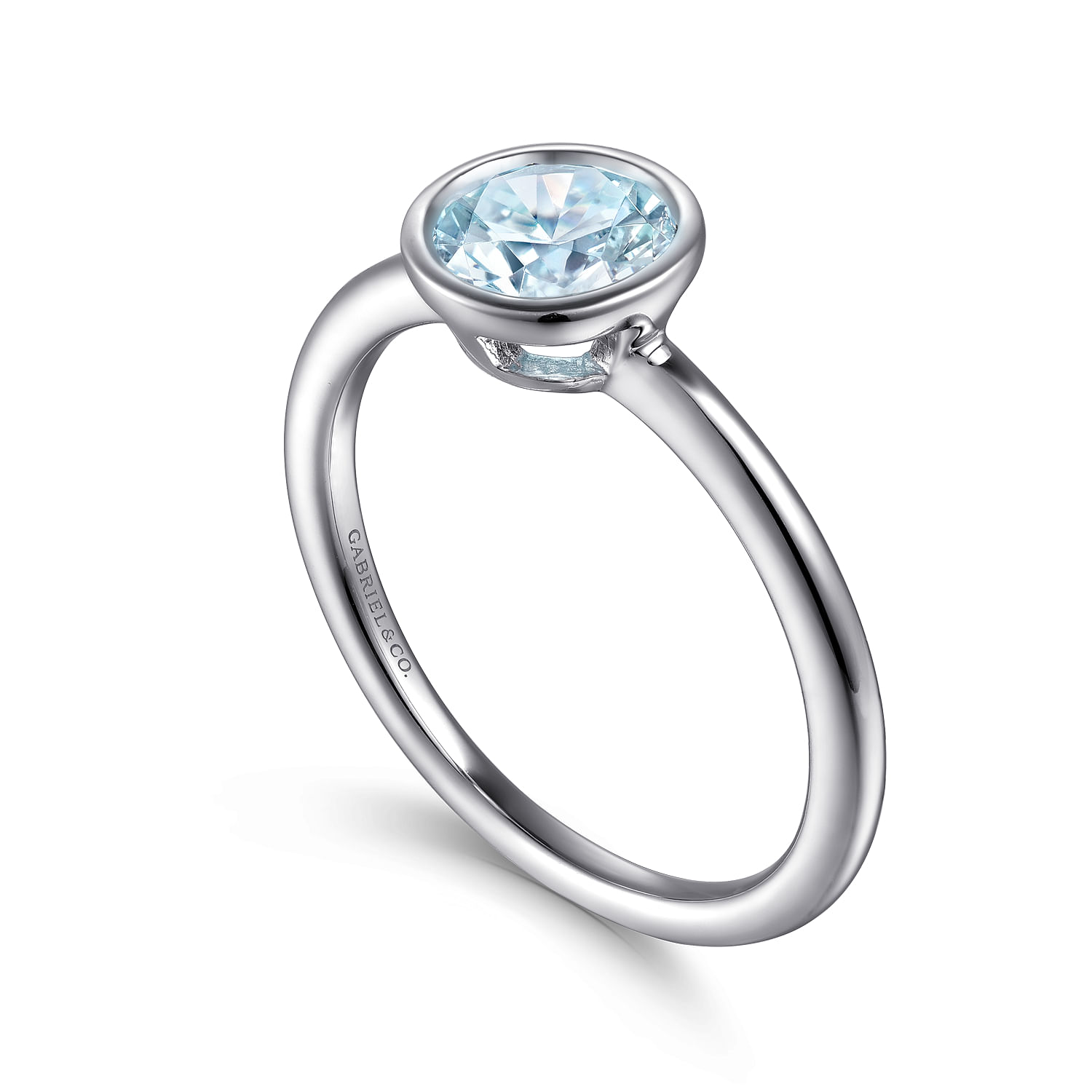 926 Sterling Silver Bezel Set Aquamarine Solitaire Ring