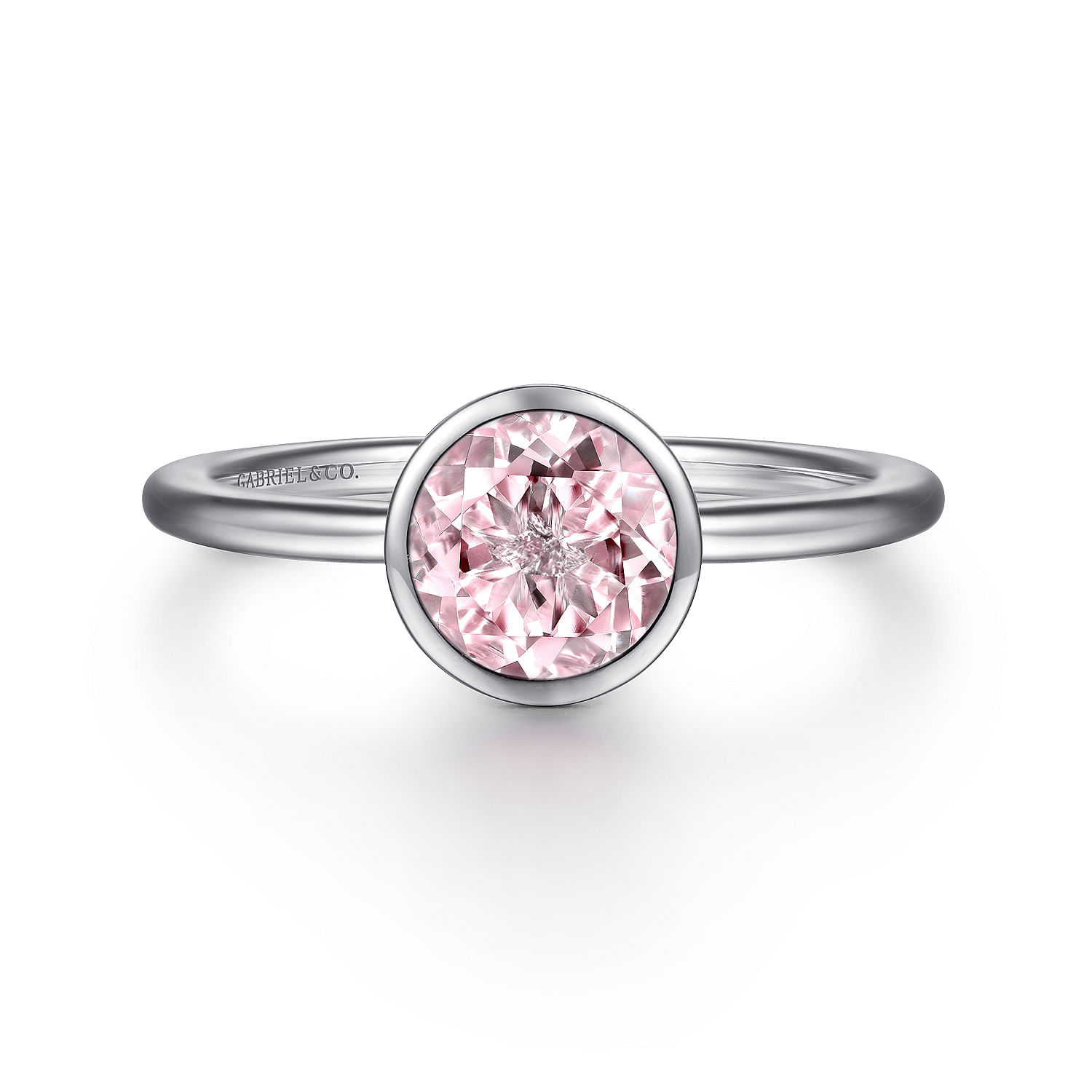 926 Sterling Silver Bezel Set Pink Zircon Solitaire Ring