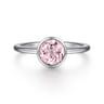926 Sterling Silver Bezel Set Pink Zircon Solitaire Ring