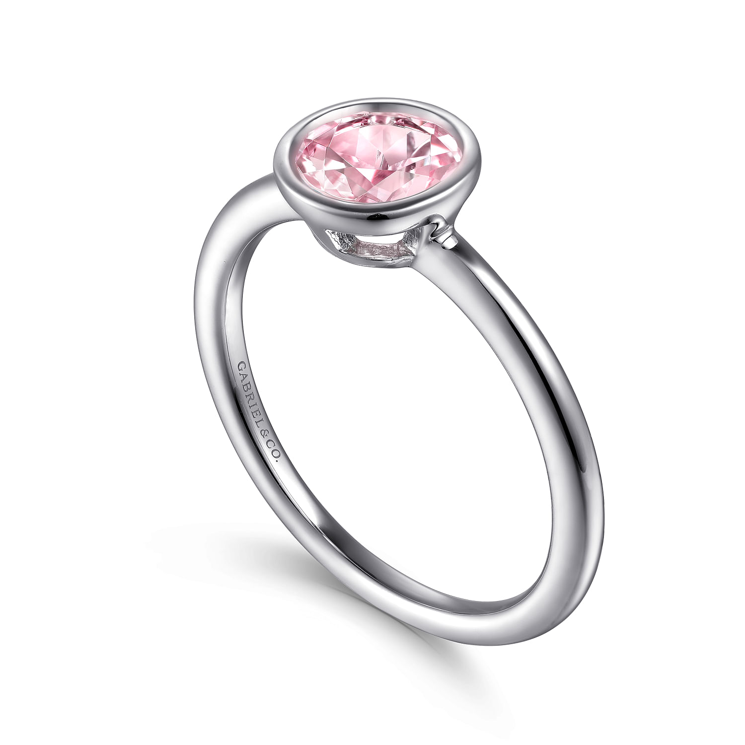 926 Sterling Silver Bezel Set Pink Zircon Solitaire Ring - Shot 3