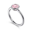 926 Sterling Silver Bezel Set Pink Zircon Solitaire Ring