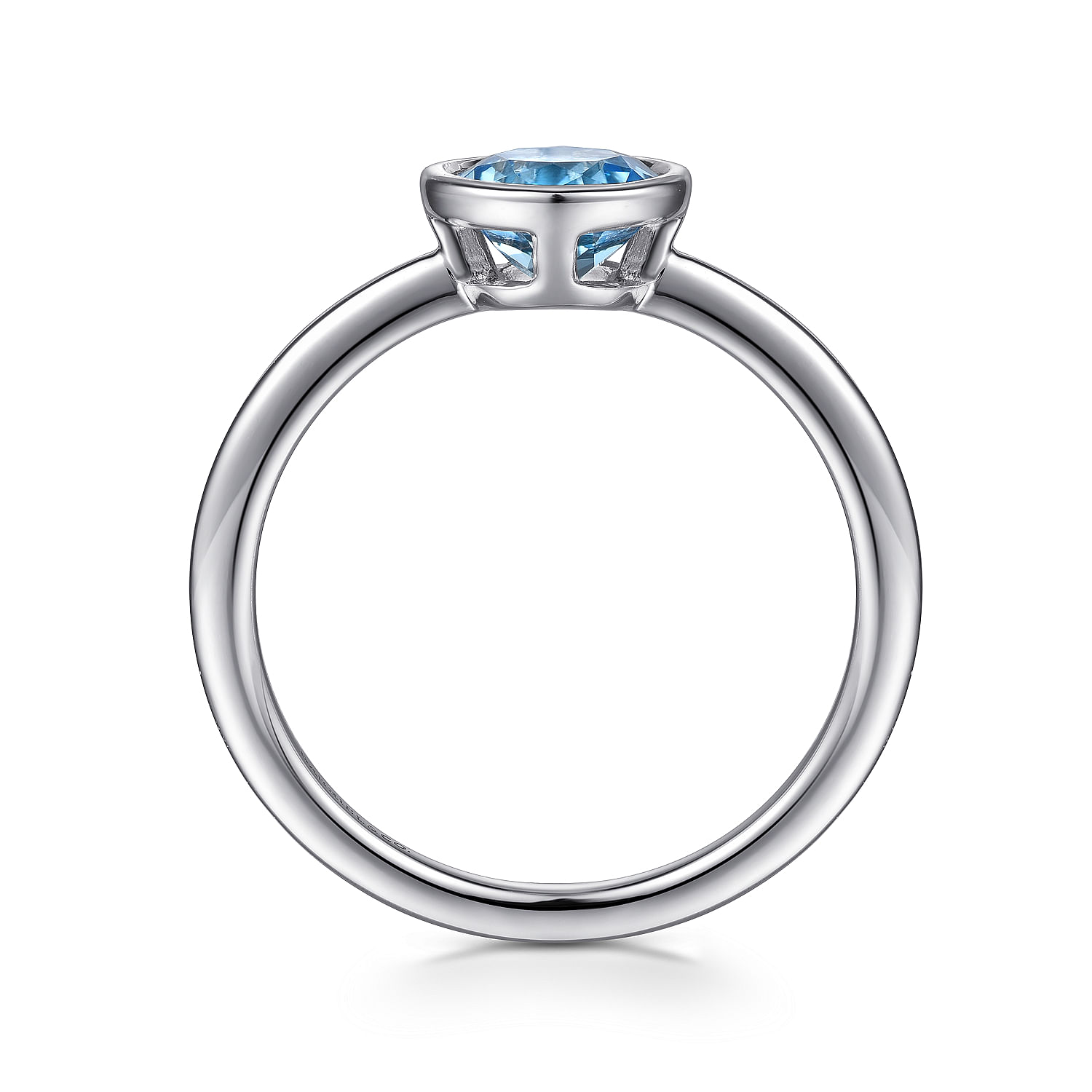 927 Sterling Silver Bezel Set Blue Topaz Solitaire Ring - Shot 2