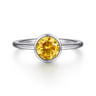 928 Sterling Silver Bezel Set Citrine Solitaire Ring